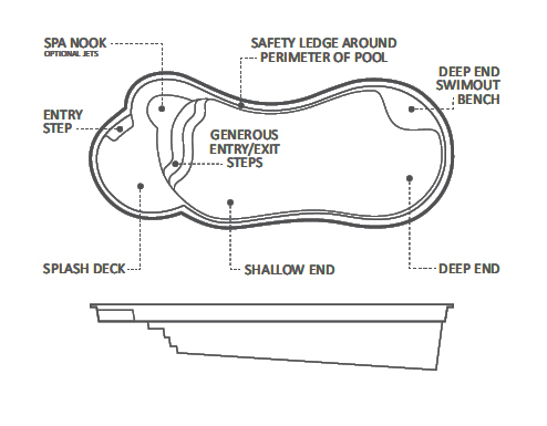 Plan for Free Flowing Pool with Spa