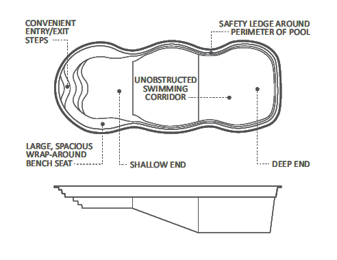 Plan for Large Pool with Bench Seating